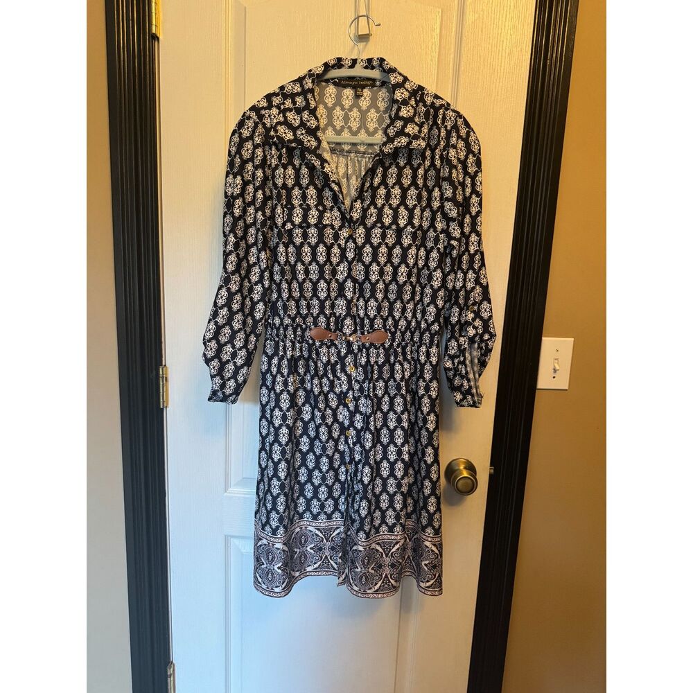 Damask print shirt dress